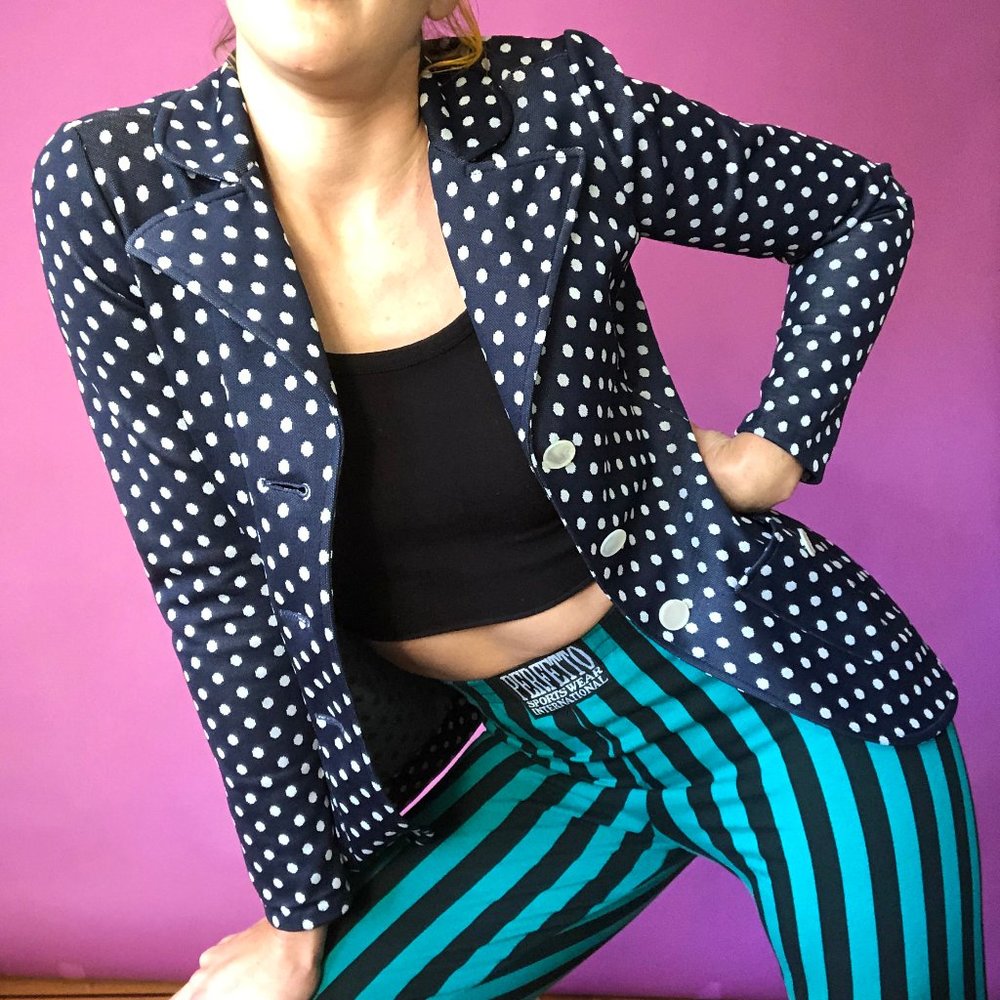 70's Double Knit Polka Dot Jacket